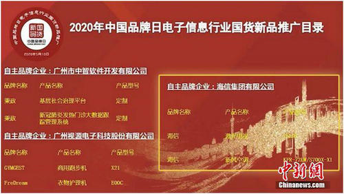 海信激光电视、新风空调入选中国品牌日 “国货新品”