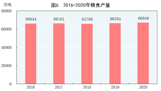 2020年粮食产量66949万吨 比上年增产0.9%