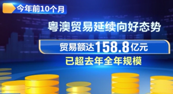 前10个月粤澳贸易额同比增长25.7%