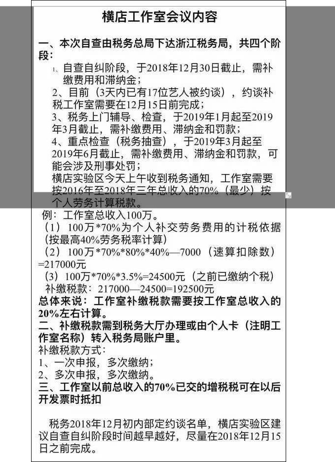 补税通知来了17位艺人被约谈 偷逃税严重地区税务部门或被问责