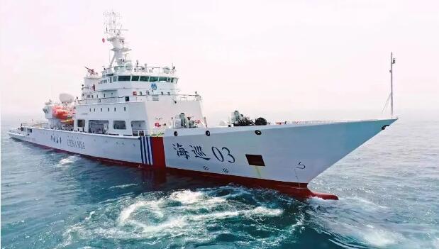 中国船舶设计建造的5000吨级大型巡航救助船“海巡03”号列编