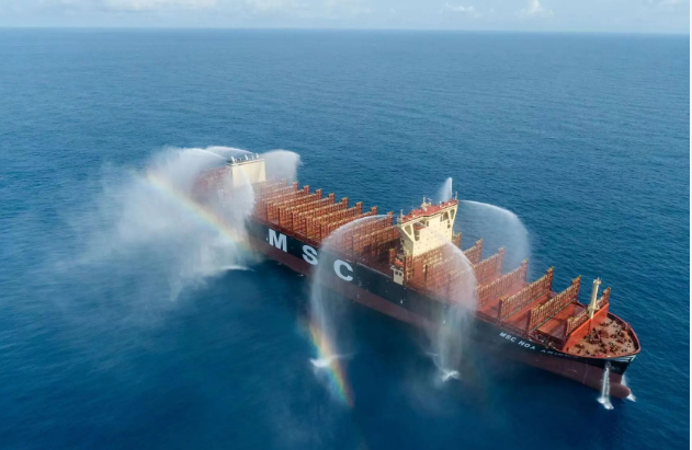 华南地区建造的最大吨位集装箱船命名交付