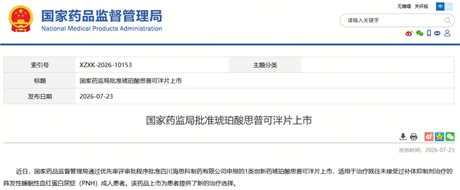 海思科琥珀酸思普可泮片获批上市 太美医疗科技数智化解决方案助力医药创新